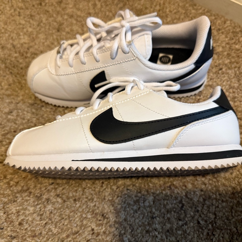 Nike White and Black Cortez Sneakers